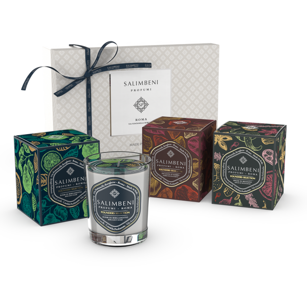 Gift Box de Prenda: três Velas Perfumadas de 190gr (Elixir de Bergamota + Encanto de Âmbar + Especiarias de Bizâncio)