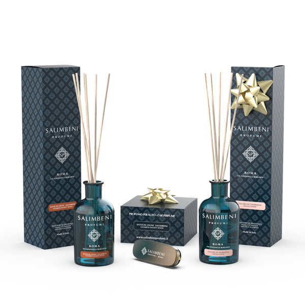 Madeiras Antigas Salimbeni 100 ml + Perfume para o Automóvel na cor bronze de Madeiras Antigas em OFERTA +  Flor de Laranjeira de Taormina 100 ml em OFERTA