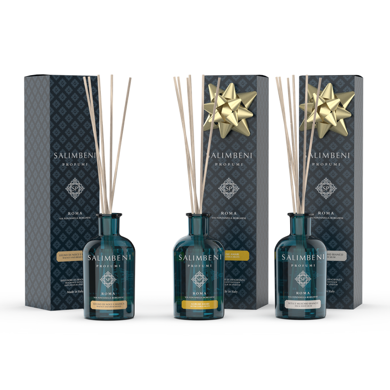 3 Difusores em Stick (Madeira de Nogueira e Briar 100 ml + Cítrico Amargo 100 ml + Seda e Musgo Branco 100 ml)