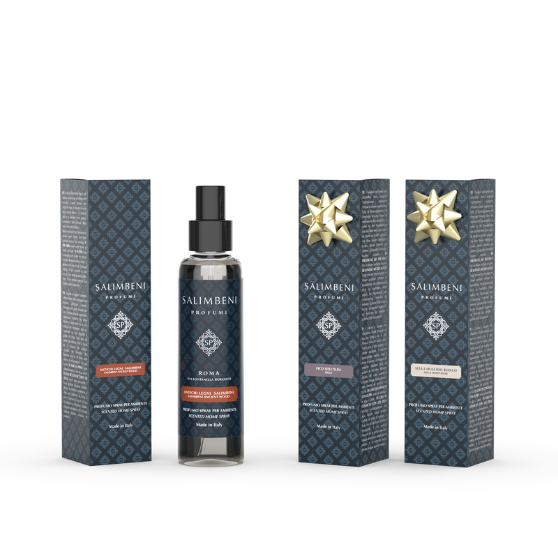 3 Perfumes Room Spray 150 ml (Madeiras Antigas Salimbeni + Figueira de Elba + Seda e Musgo Branco)