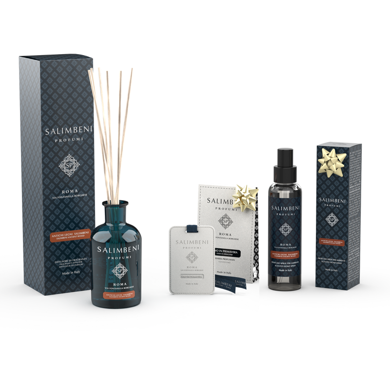Madeiras Antigas Salimbeni 250ml + Cartões Perfumados para o Guarda Roupa (3 pcs) como TESTE GRATUITO + Perfume Room Spray 150 ml - Madeiras Antigas Salimbeni como TESTE GRATUITO