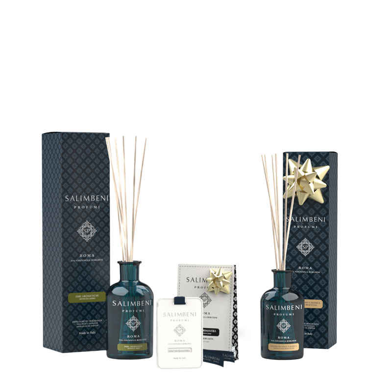 Ervas Aromáticas 250ml  + Cartões Perfumados (3 pç) - Linho em Primavera + Madeira de Nogueira e Briar 100ml